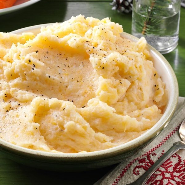 Garlic mashed rutabagas & potatoes