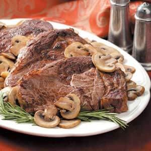 Garlic-mushroom ribeyes