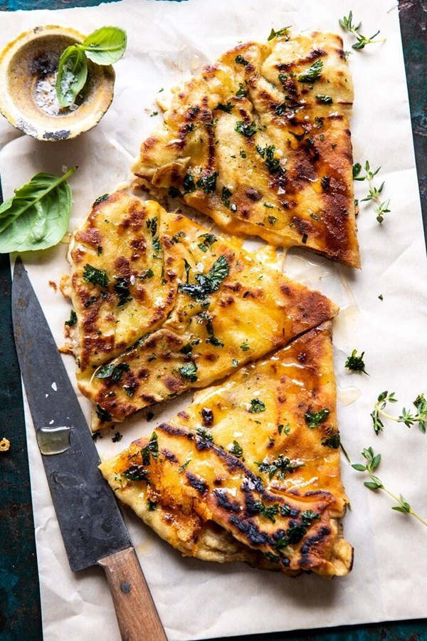 Garlic naan grilled cheese