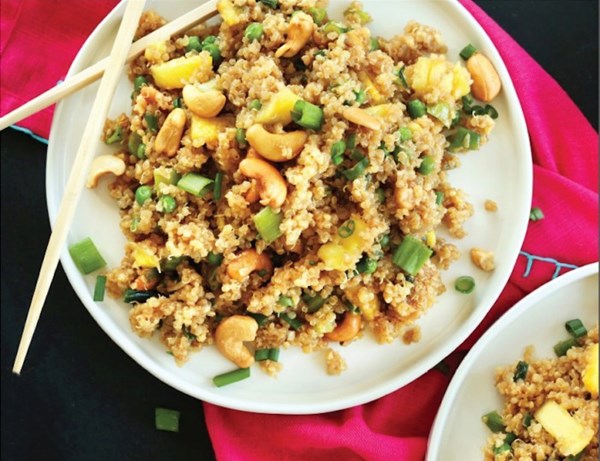 Garlic pineapple stir-fried quinoa