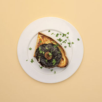 Garlic portabella mushrooms on Marmite sourdough 