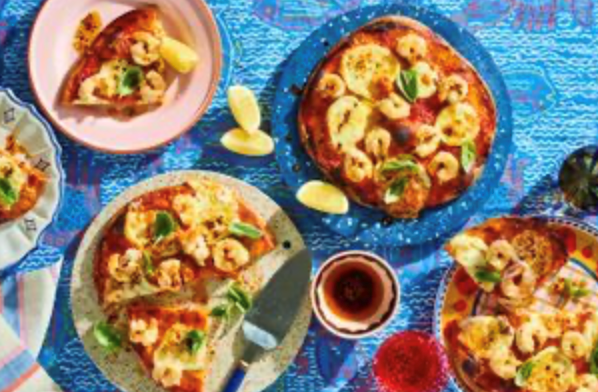 Garlic prawn pizzas [Alex McCabe]