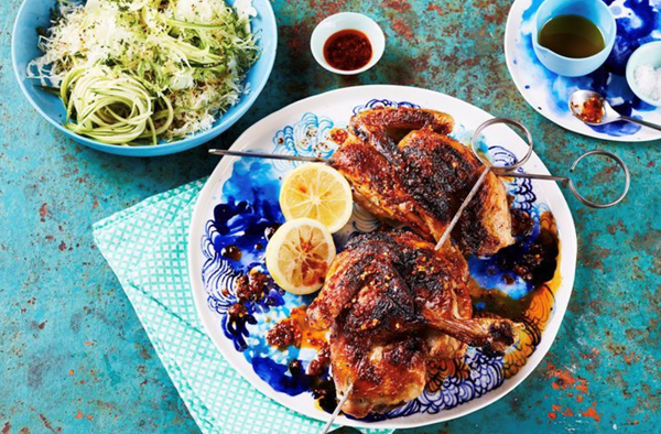 Garlic-roasted chicken