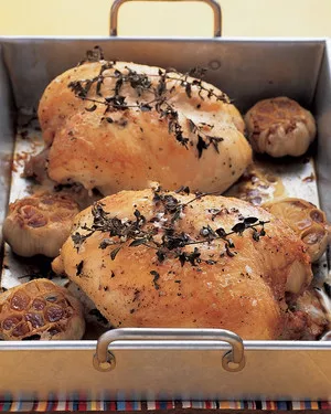 Garlic-roasted chicken breasts