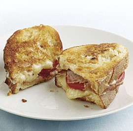 Garlic-rubbed grilled cheese with prosciutto and tomatoes
