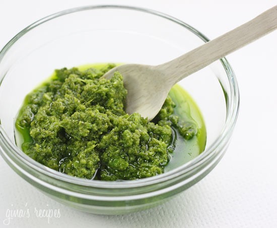Garlic scape basil pesto