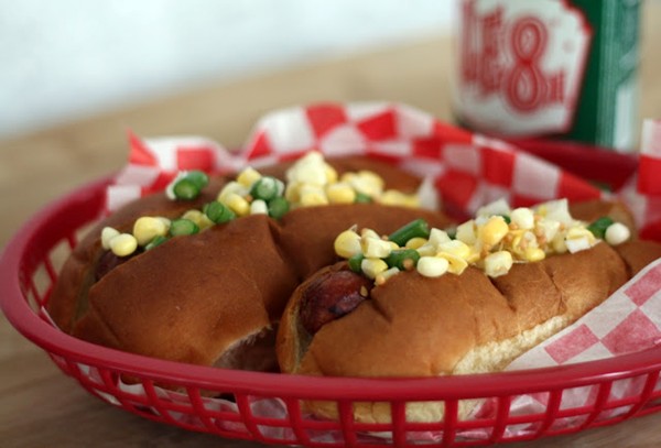 Garlic scape corn relish (for hot dogs)