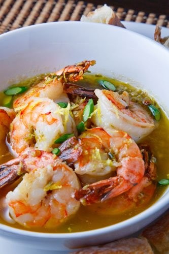 Garlic scape scampi