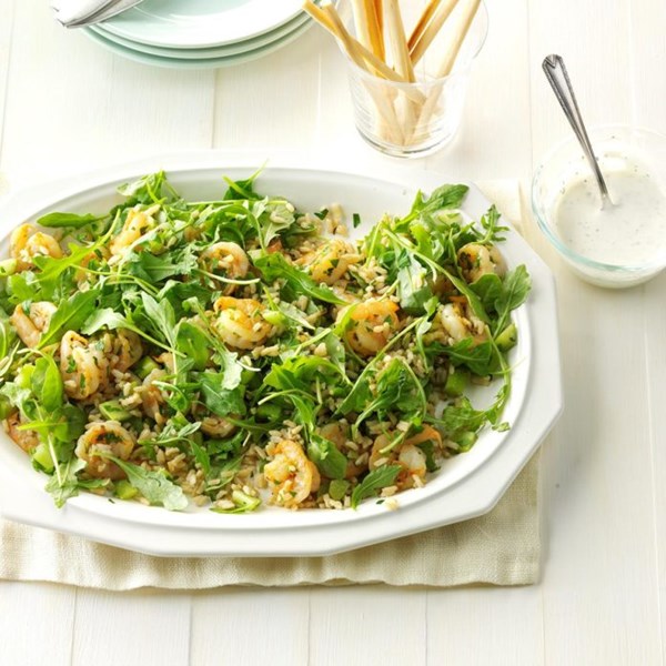 Garlic shrimp & rice salad