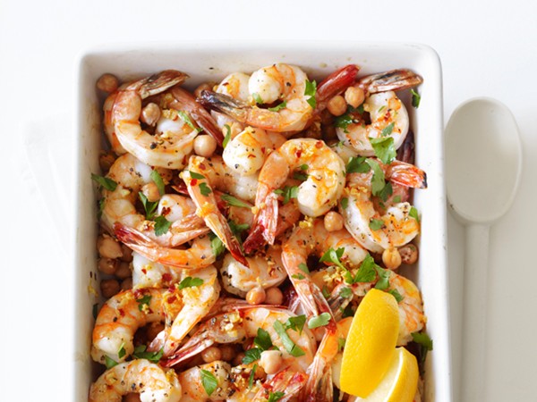 Garlic shrimp and chickpeas
