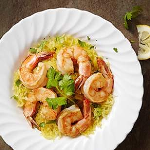 Garlic shrimp with cilantro spaghetti squash