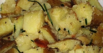 Garlic smashed potato salad