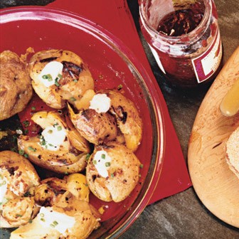 Garlic-smashed potatoes