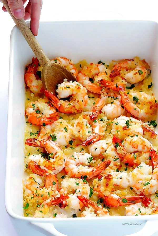 Garlicky baked shrimp
