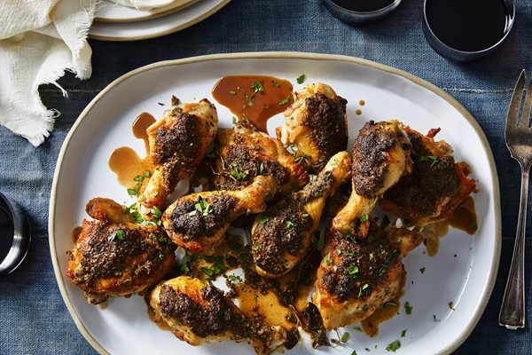 Garlicky chicken with herbs & vinegar