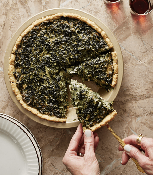 Garlicky creamed greens pie
