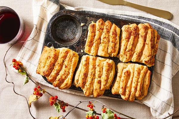 Garlicky fan rolls