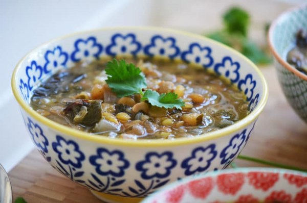 Garlicky lentil soup with Swiss chard and lemon
