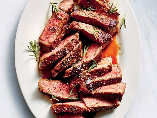Garlicky New York strip steak