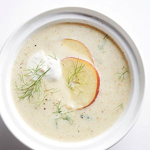 Garlicky potato apple soup