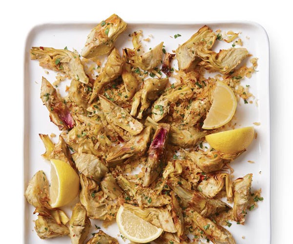 Garlicky roasted artichoke hearts
