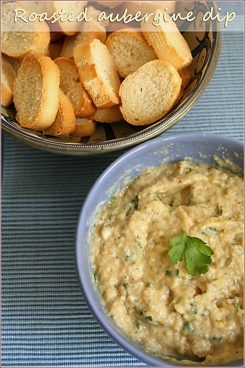 Garlicky roasted aubergine dip
