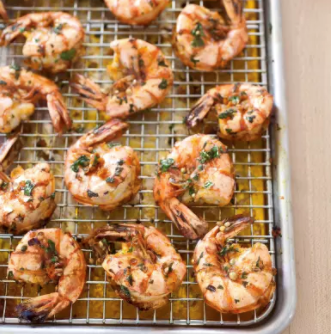 Garlicky roasted shrimp with cilantro and lime