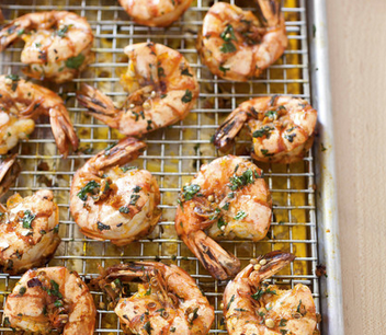 Garlicky roasted shrimp with cumin, ginger, and sesame