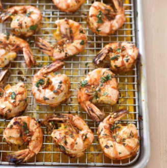 Garlicky roasted shrimp with parsley and anise