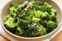 Garlicky sesame-cured broccoli salad