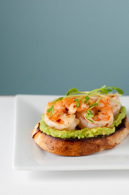 Garlicky shrimp avocado sandwiches