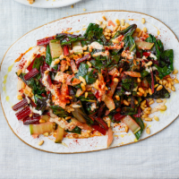 Garlicky Swiss chard with tahini
