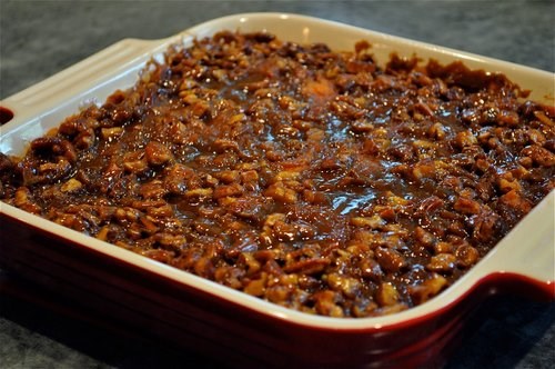 Garnet sweet potato casserole with pecan streusel