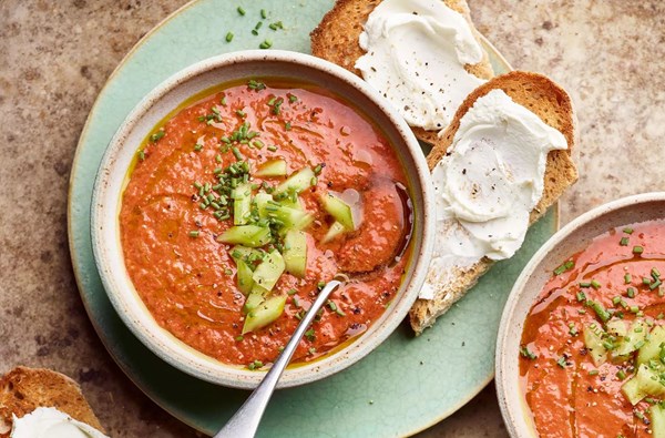 Gazpacho with goat's cheese & sourdough