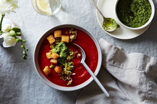 Gazpacho with spring pesto