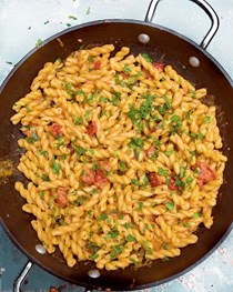 Gemelli with anchovies, tomatoes and mascarpone