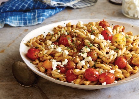 Gemelli with blistered cherry tomatoes, chickpeas, and smoked paprika