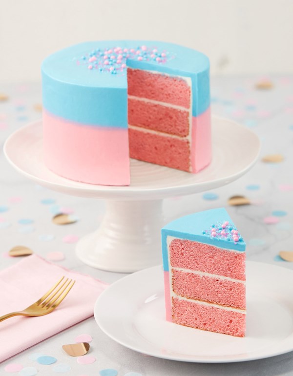 Gender reveal ombré cake