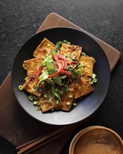 General Tso's bok choy with tofu