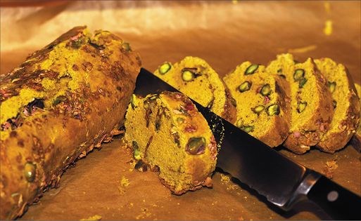 Genoese saffron & rose petal biscotti