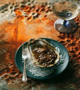 Gently baked native oysters with curry butter