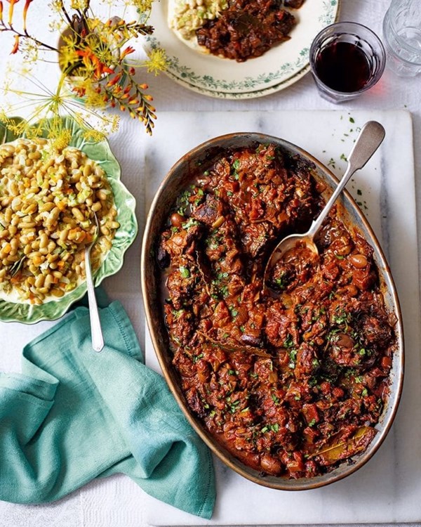 Georgia's peppered and braised shoulder of lamb with flageolet beans
