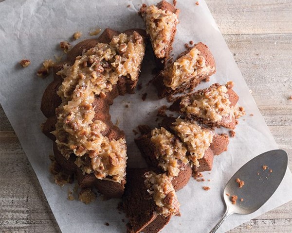 German chocolate pound cake [coconut-pecan frosting]