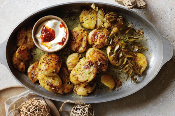 Ghee roast potatoes, curry leaves and panch phoran