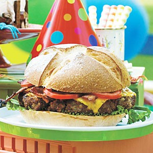 Giant barbecue bacon burger