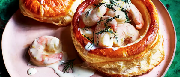 Giant Champagne and lemon prawn vol-au-vents