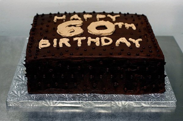 Giant chocolate butter cake with raspberry filling and brandied bittersweet ganache
