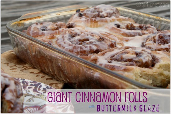 Giant cinnamon rolls with buttermilk glaze
