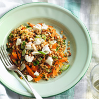 Giant couscous with feta and a cumin dressing