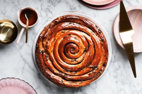 Giant hot cross scroll with maple glaze